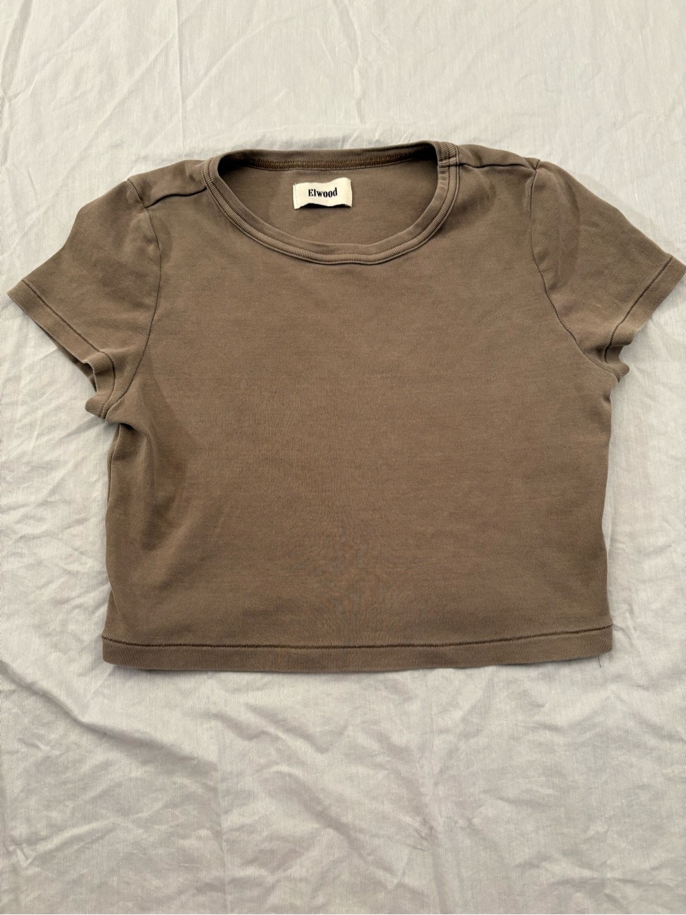 Elwood Women’s L Brown Cropped Baby Tee Organic Cotton